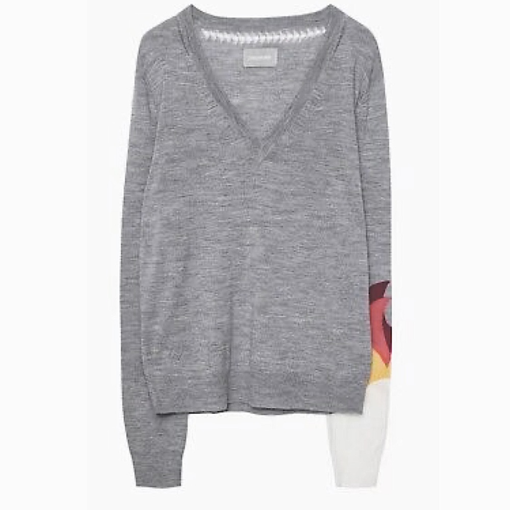 Zadig & Voltaire - Ready Bis Intarsia Knit Flame Merino Wool Sweater Size Small - Picture 2 of 16